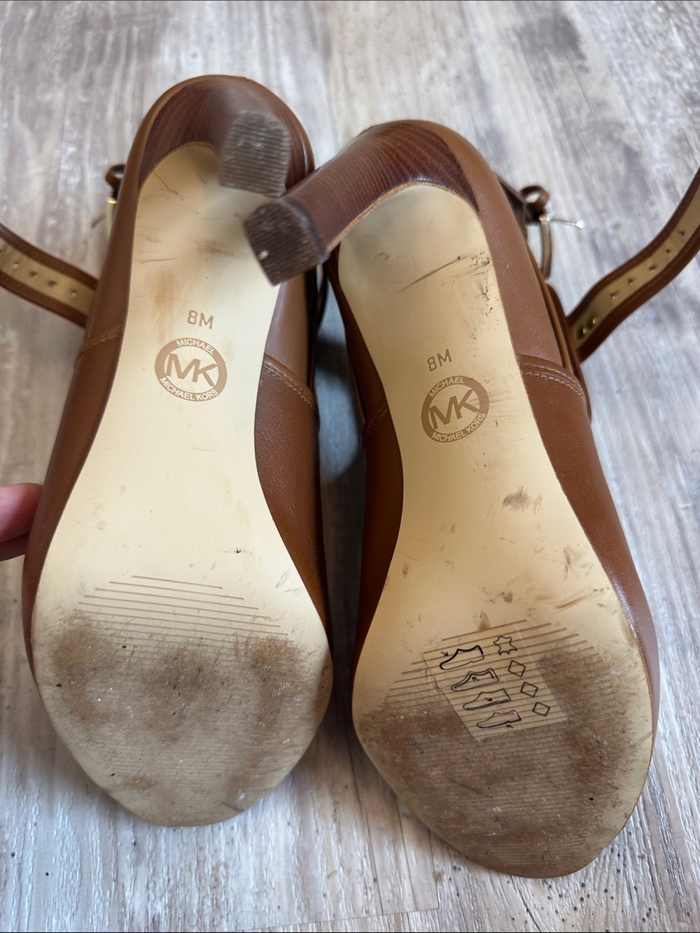 Michael Kors Brown Open-Toe Ankle Booties with Buckle leather upper 4” heel - Picture 3 of 8